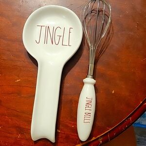 Christmas Rae Dunn spoon rest and Whisk